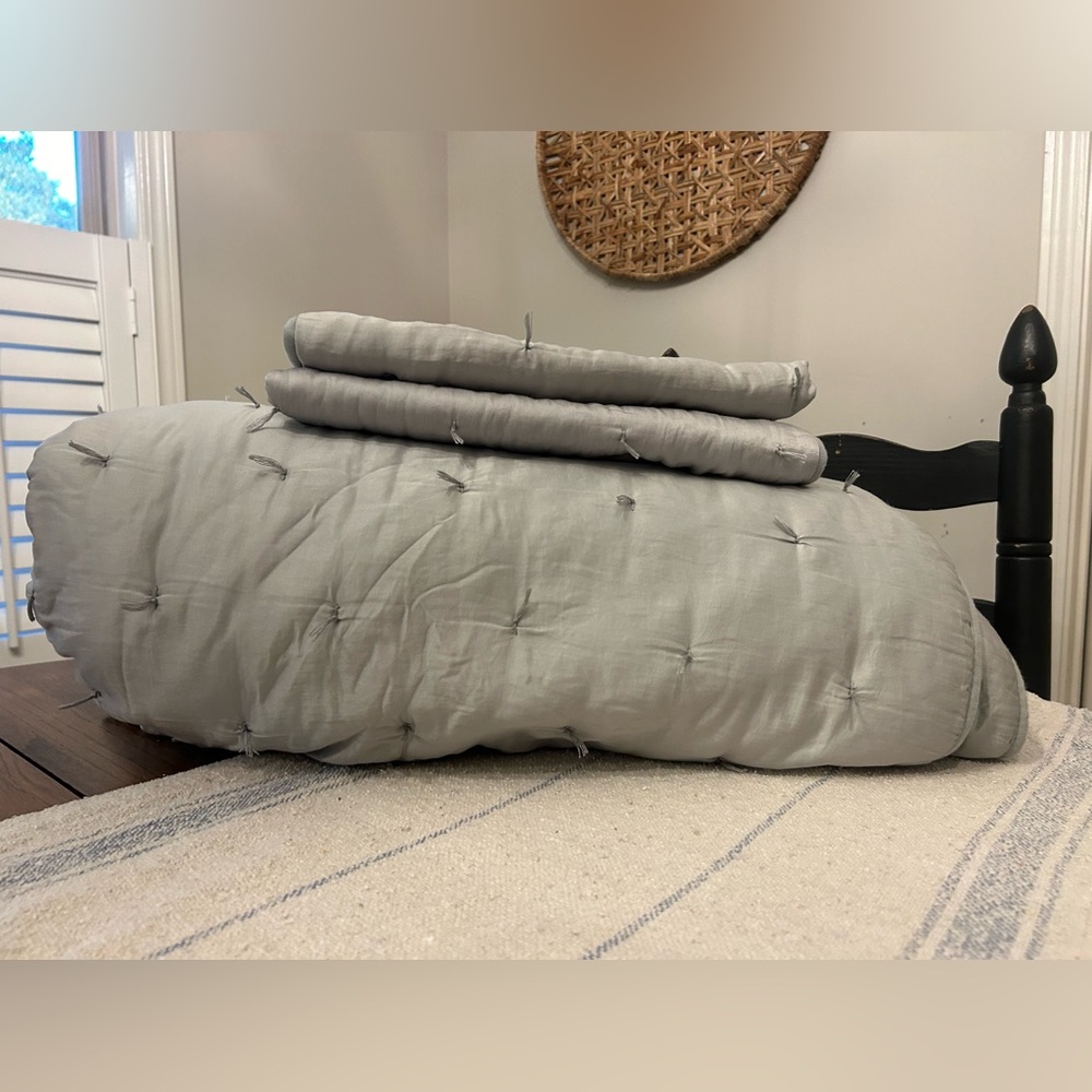 Pottery Barn quilt and two Euro shams